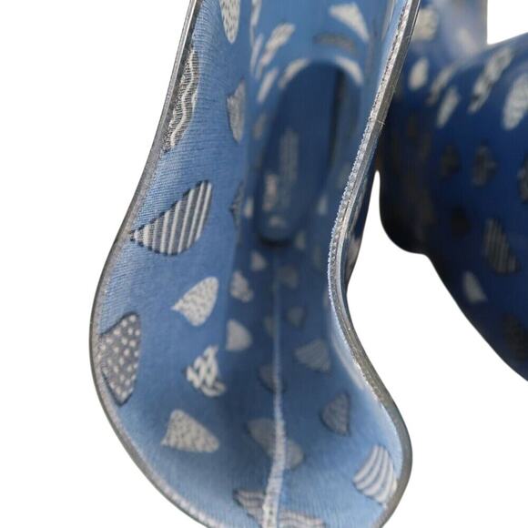 Toms Shoes Womens 7 Rain Boots Rubber Print Pull On Cabrilla Round Toe Blue Tall - Picture 9 of 15